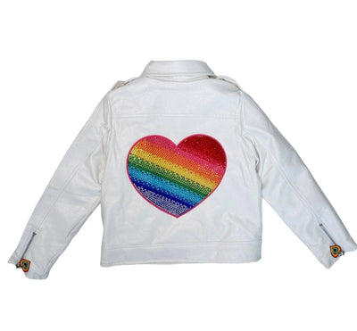 Lola + The Boys Outerwear Ombre Heart Rainbow Vegan Leather Jacket