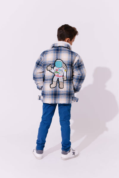 exclude-fall Outerwear Plush Plaid Space Jacket