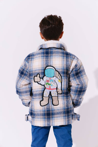 exclude-fall Outerwear Plush Plaid Space Jacket