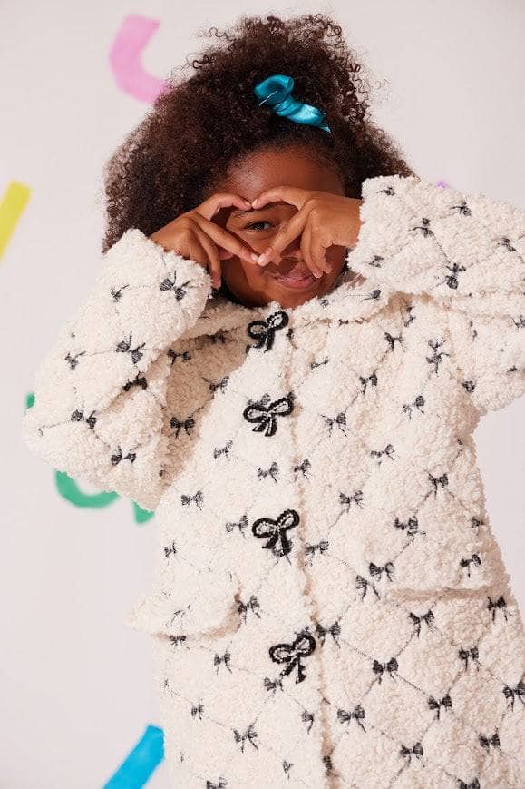 exclude-new-arriv Outerwear 2 Pretty Bow Sherpa Coat