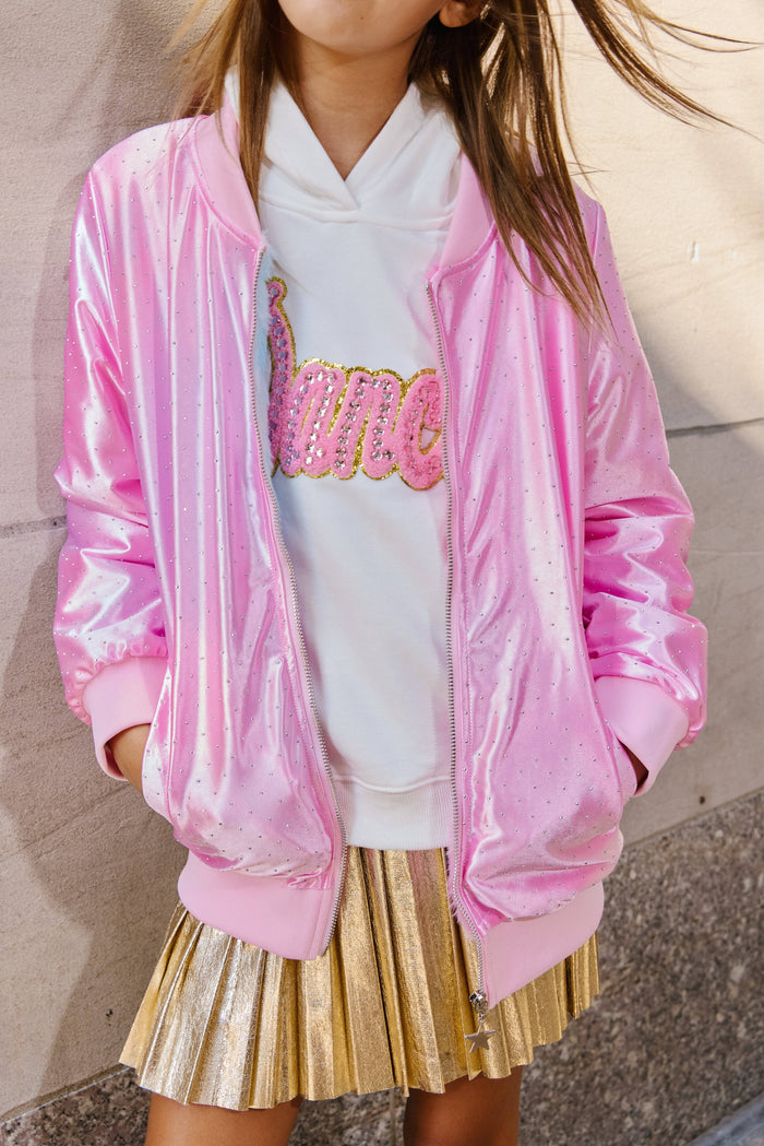 Lola + The Boys Outerwear Pretty in Pink Sparkle Bomber