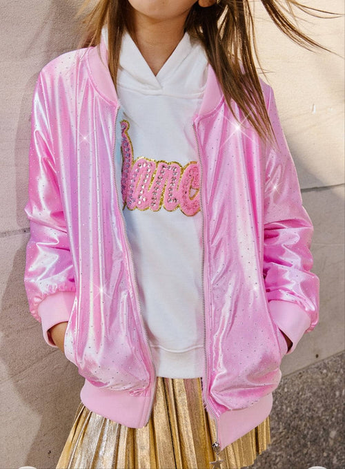 Lola + The Boys Outerwear Pretty in Pink Sparkle Bomber