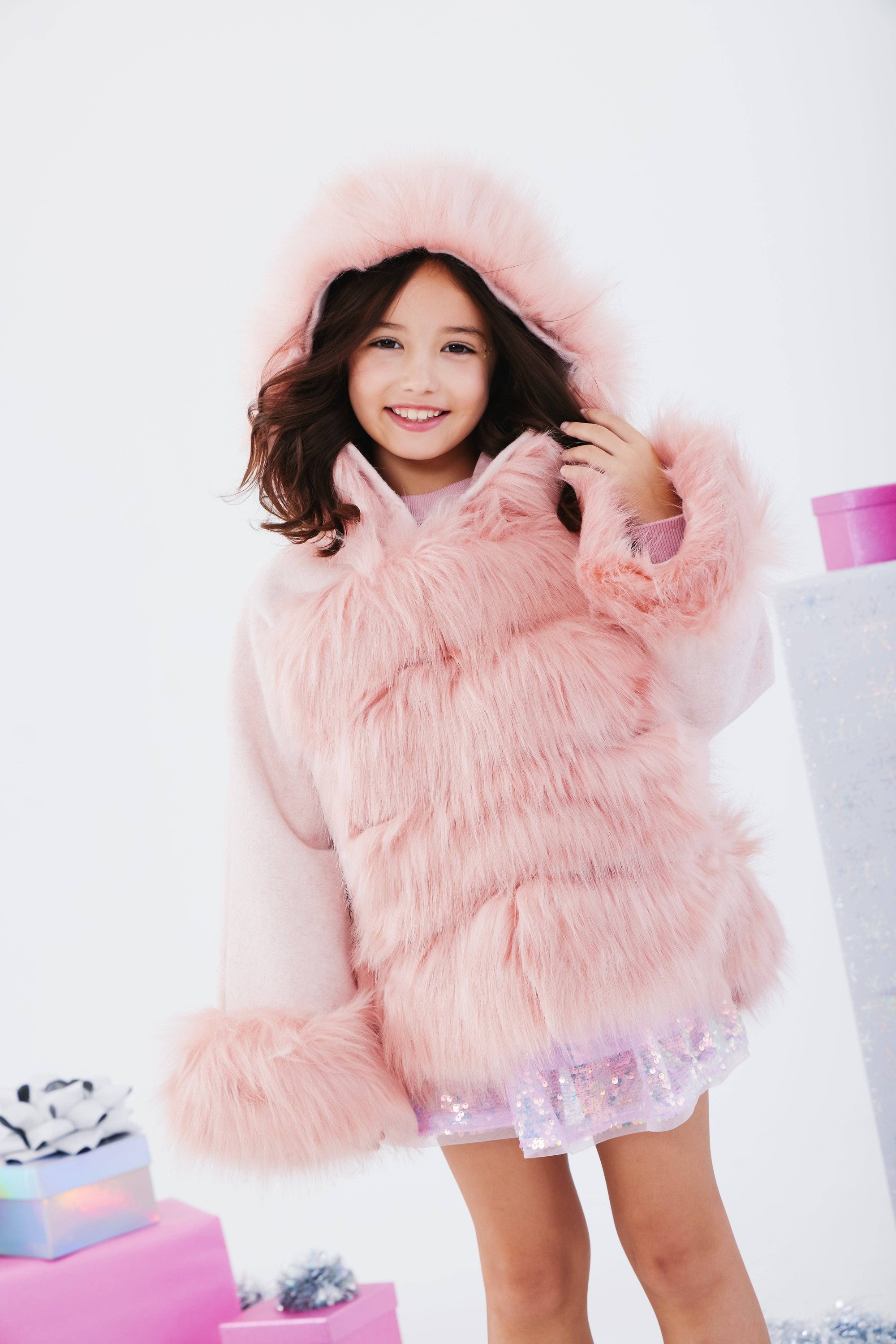 Lola + The Boys Hot Pink Faux Fur Coat, 2