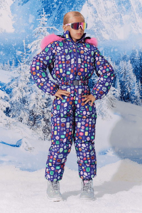 Lola + The Boys Outerwear Purple Bejeweled Snowsuit