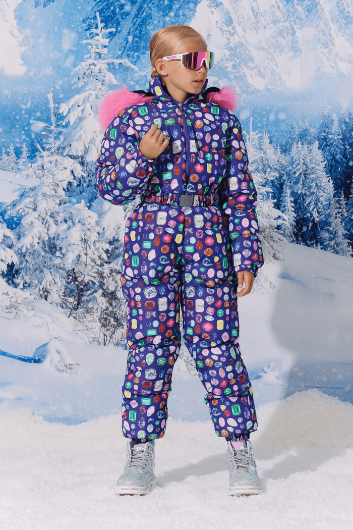 Lola + The Boys Outerwear Purple Bejeweled Snowsuit