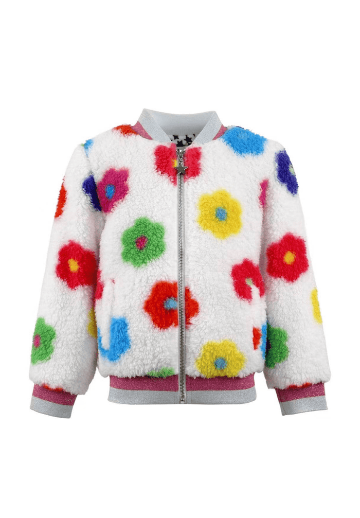Lola + The Boys Outerwear Rainbow Daisy Bomber