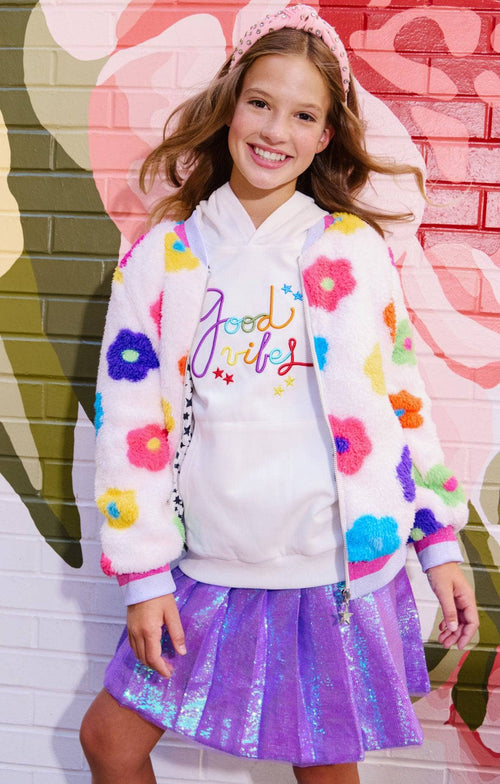 Lola + The Boys Outerwear Rainbow Daisy Bomber