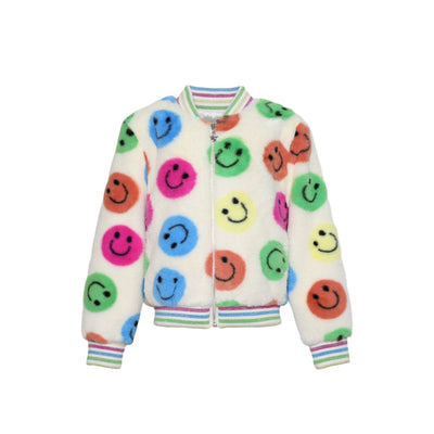 Lola + The Boys Outerwear 2 Rainbow Emoji Plush Coat
