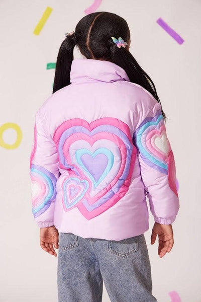 exclude-new-arriv Outerwear Rainbow Heart Puffer