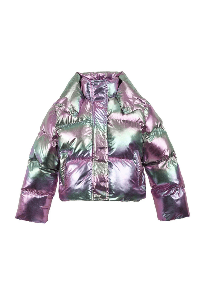 Lola + The Boys Outerwear Rainbow Magic Hologram Puffer