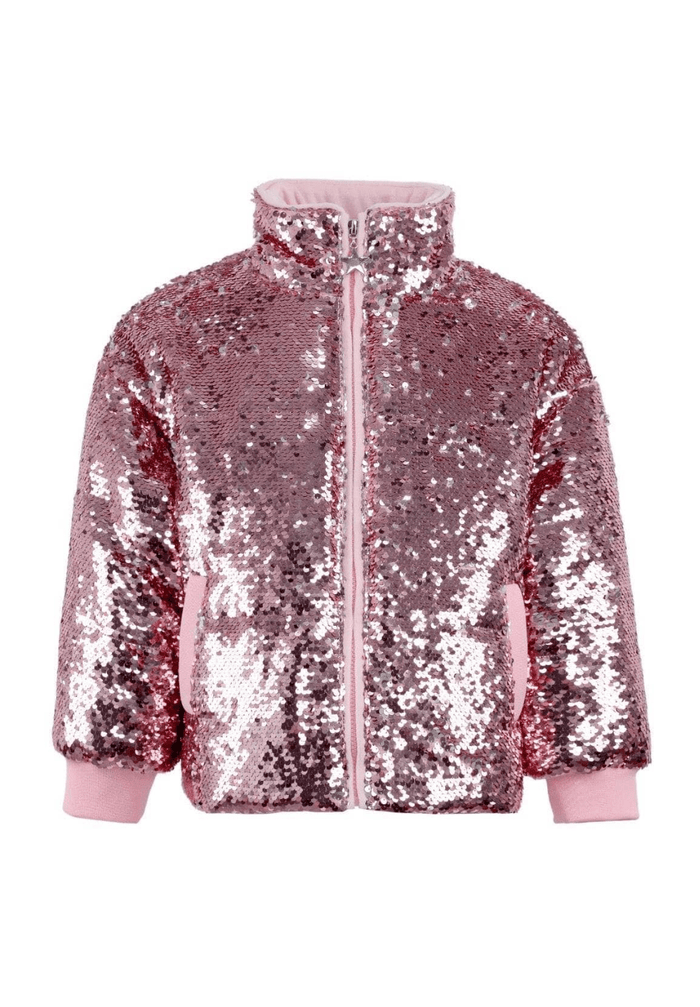 Lola + The Boys Outerwear Rose Gold Sequin Puffer