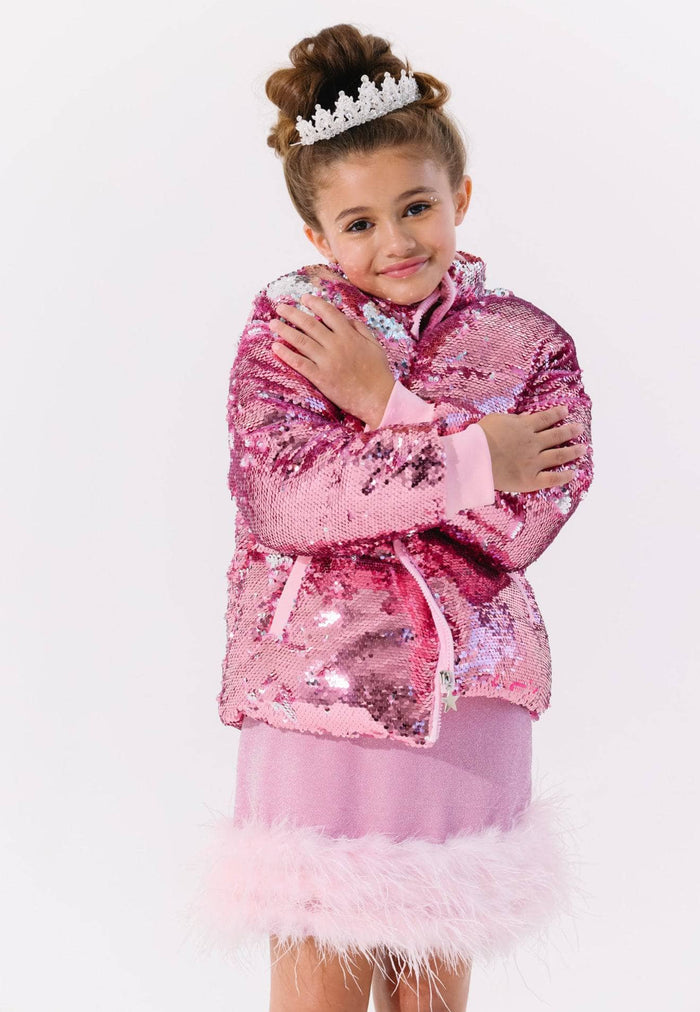 Lola + The Boys Outerwear Rose Gold Sequin Puffer
