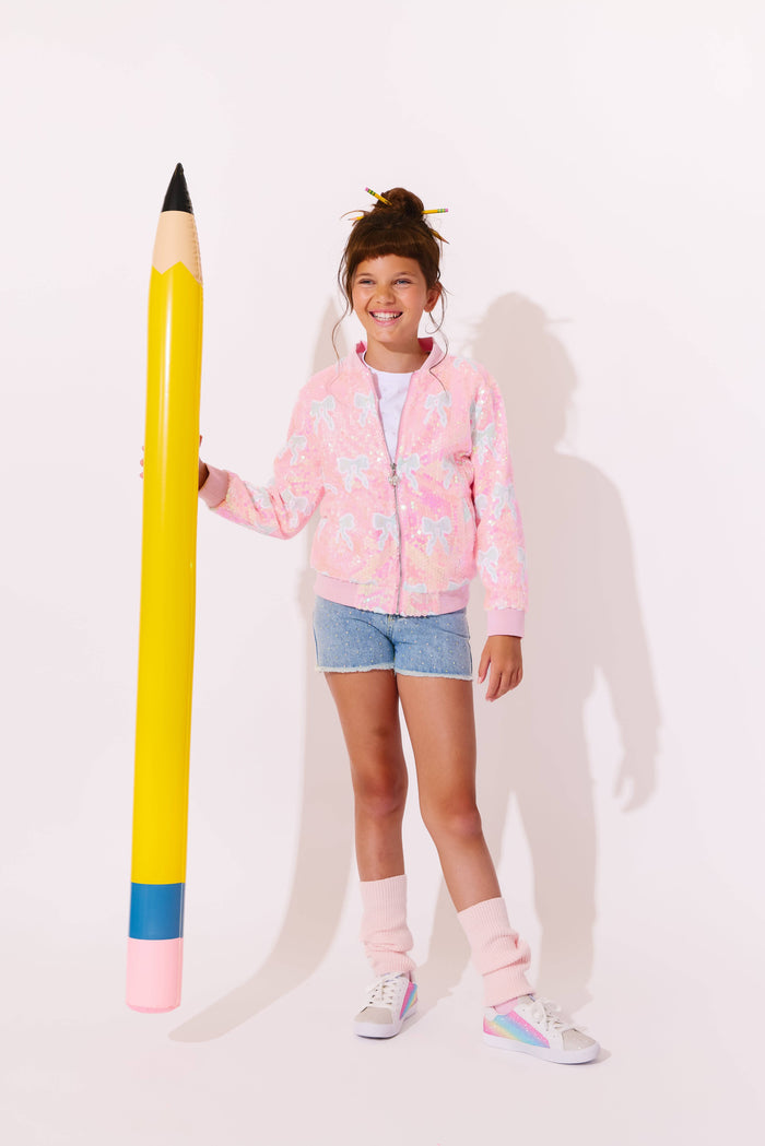 lola-new-arrival Outerwear Sequin Bow Bomber