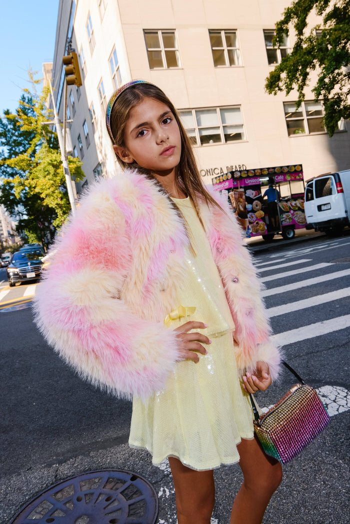 Lola + The Boys Outerwear Sherbet Shimmer Faux Fur Coat