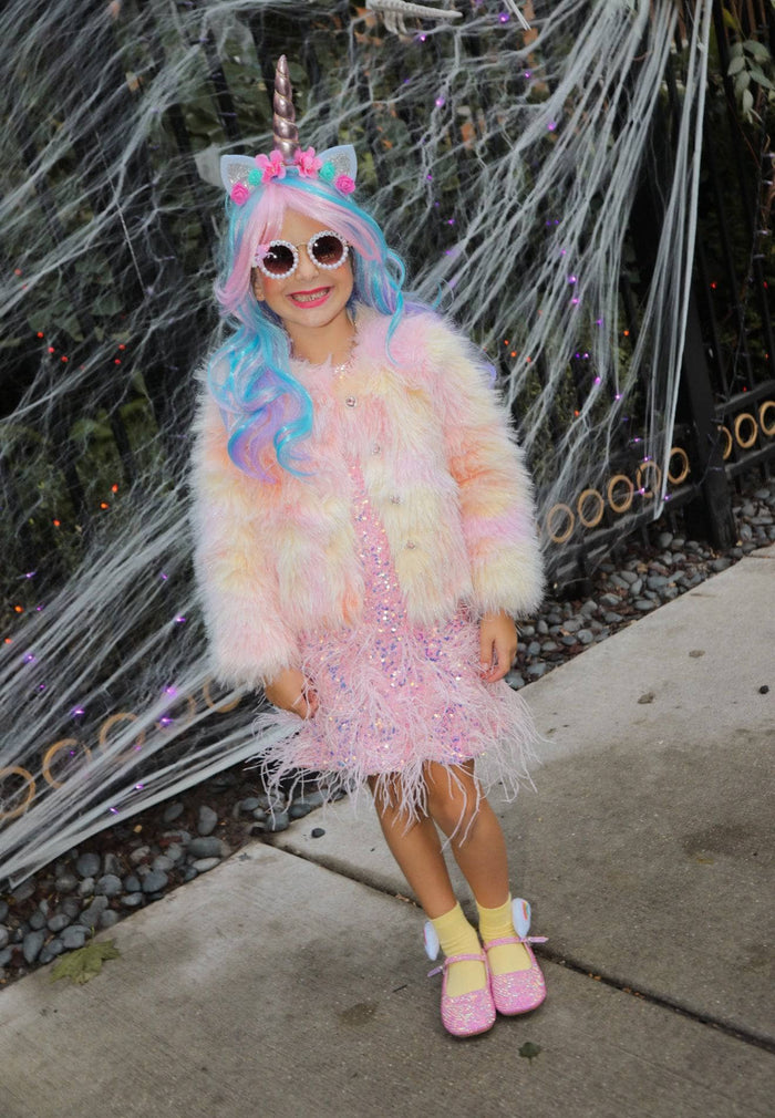 Lola + The Boys Outerwear Sherbet Shimmer Faux Fur Coat