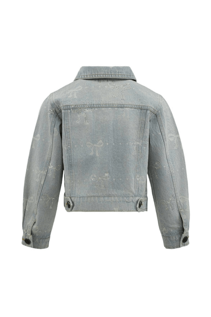 Lola + The Boys Outerwear Sparkle Bows Denim Jacket – Teen/Women