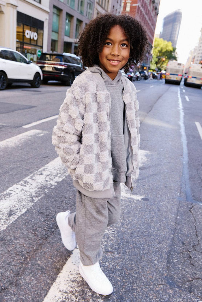 Lola + The Boys Outerwear Super Soft Checker Bomber