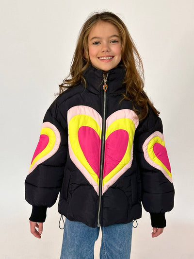 Lola + The Boys Outerwear Small Women's Electric Hearts Puffer