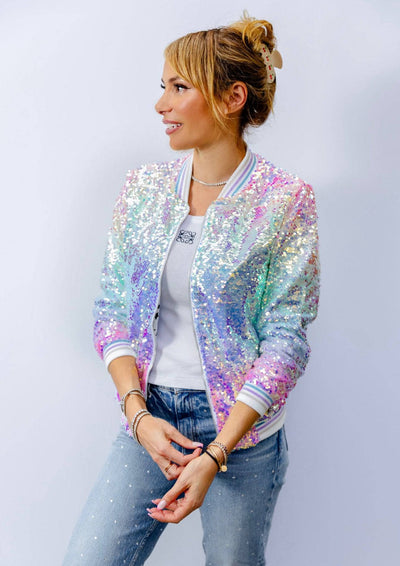 Sequin Zip Up Jacket for Women by Anna-Kaci