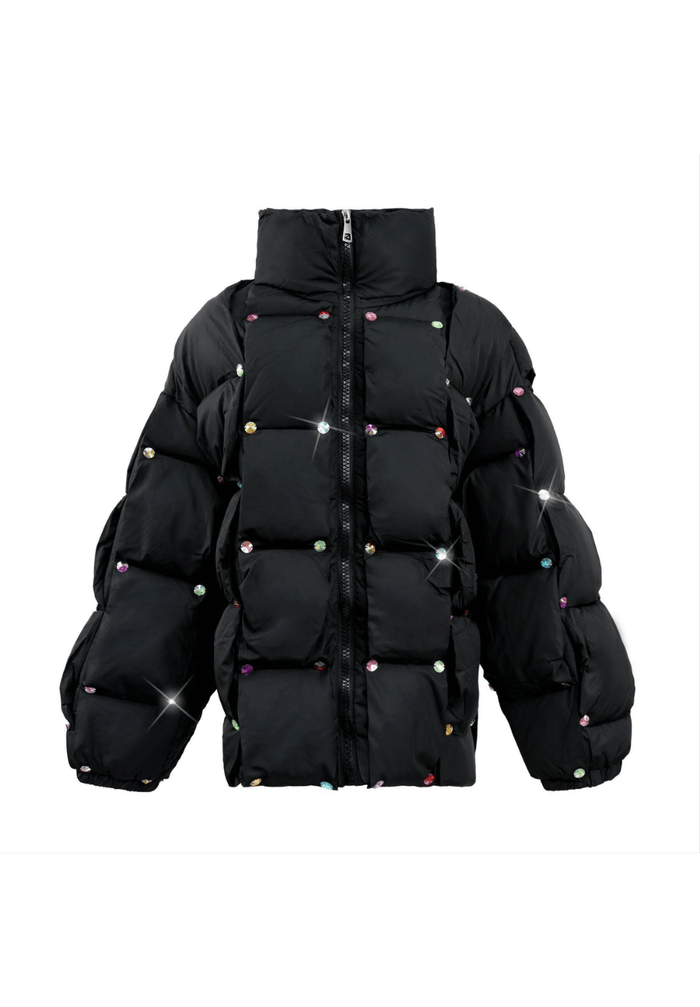Lola + The Boys Outerwear Women's Rainbow Gem Puffer