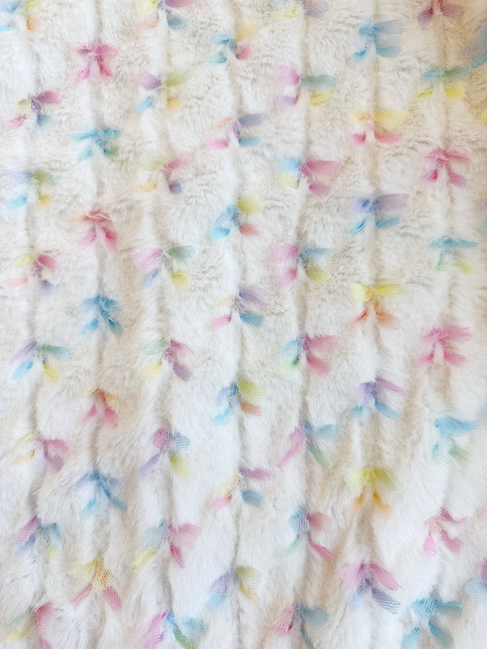 Lola + The Boys Pastel Bows Fuzzy Bomber