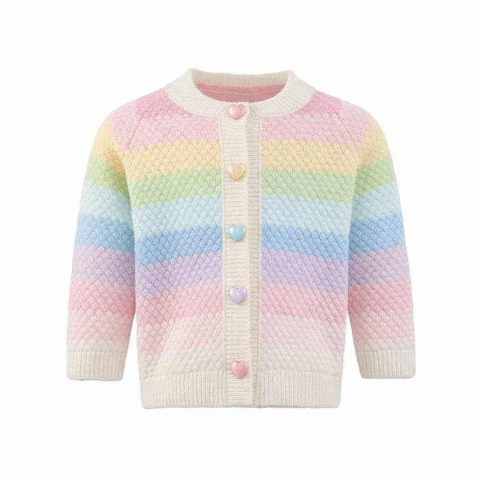 Lola + The Boys Pastel Rainbow Knit Cardigan