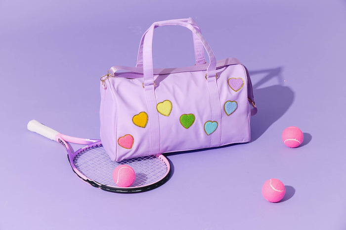 Lola + The Boys Patch Rainbow Hearts Weekender Bag