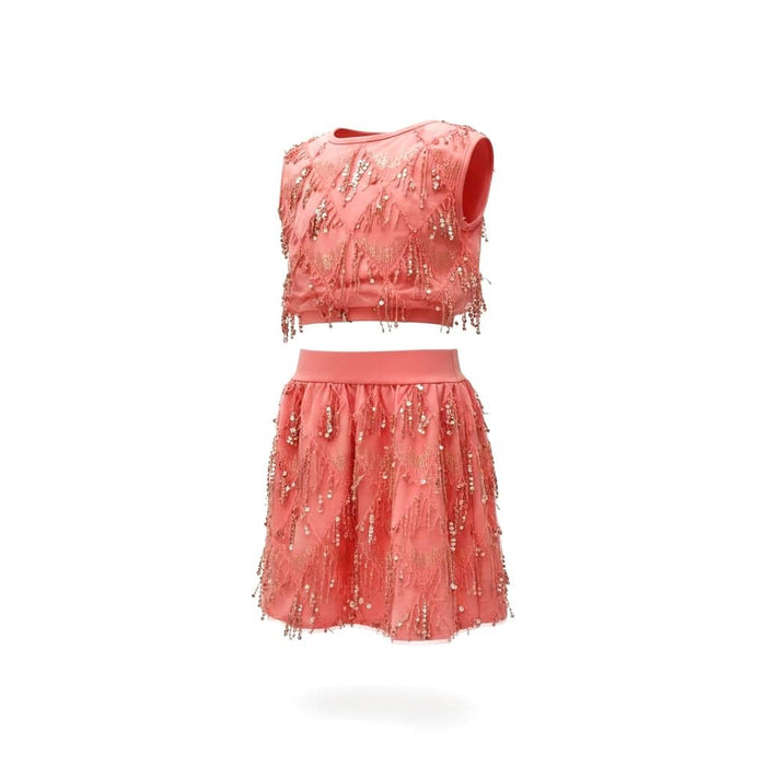 Lola + The Boys 6 Peach petal glow skirt set