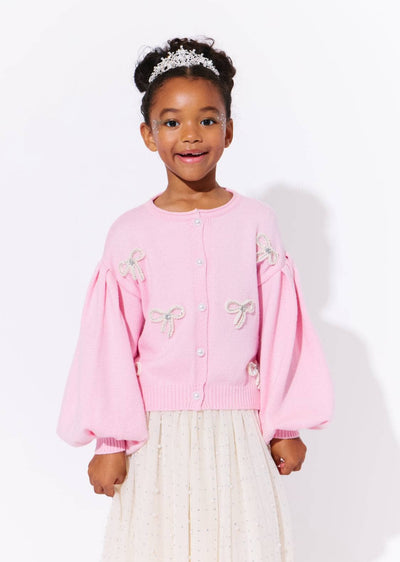 Lola + The Boys Pearl Bow Cardigan