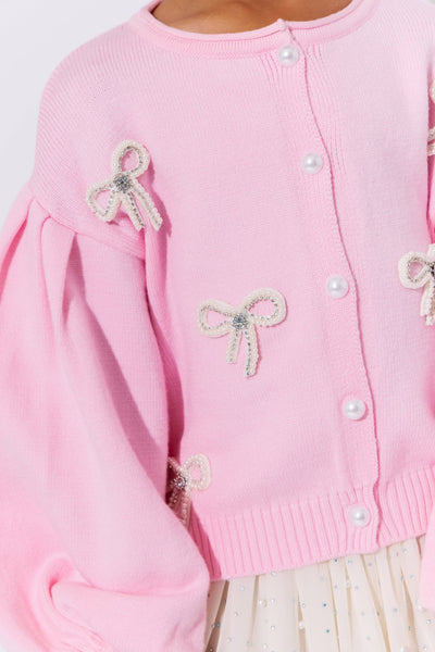 Lola + The Boys Pearl Bow Cardigan