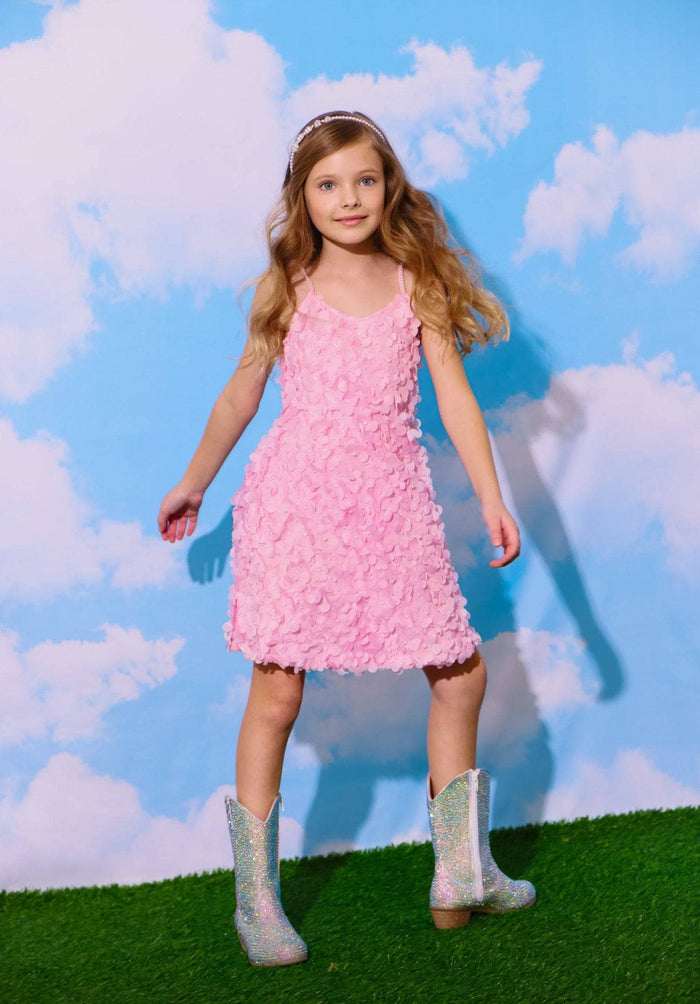 lola-new-arrival Pink 3D Flowers Dress