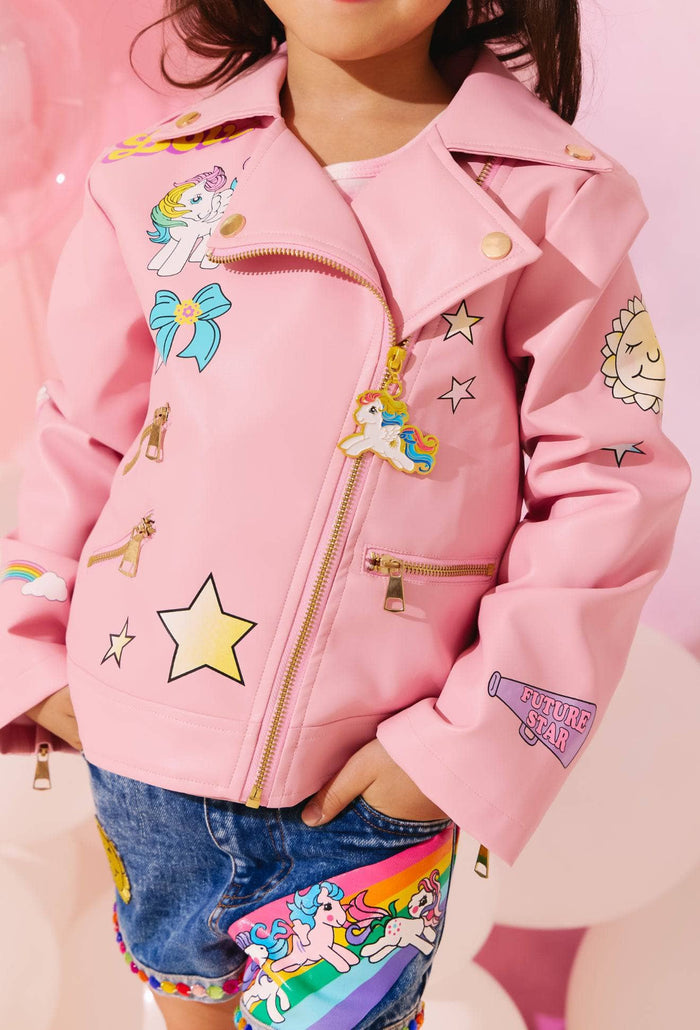 Lola + The Boys Pink Believe Leather Jacket