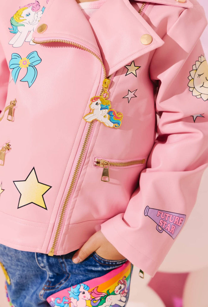 Lola + The Boys Pink Believe Leather Jacket