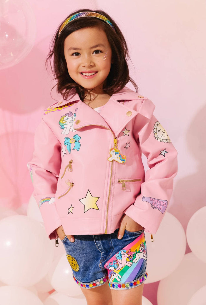 Lola + The Boys Pink Believe Leather Jacket