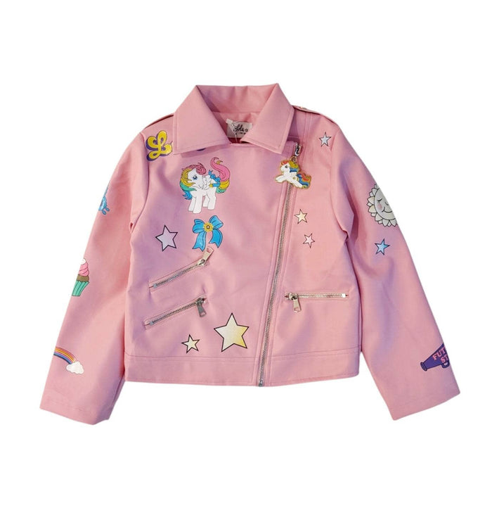 Lola + The Boys Pink Believe Leather Jacket