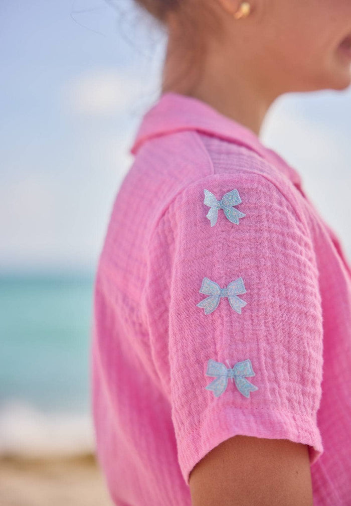 lola-spring Pink Bows Summer Short Set