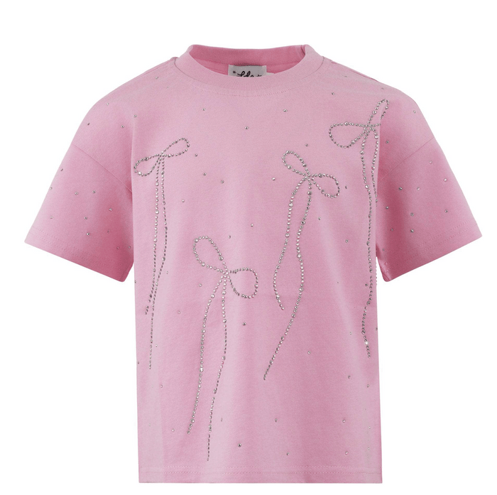 lola-new-arrival Pink Crystal Bows T-shirt