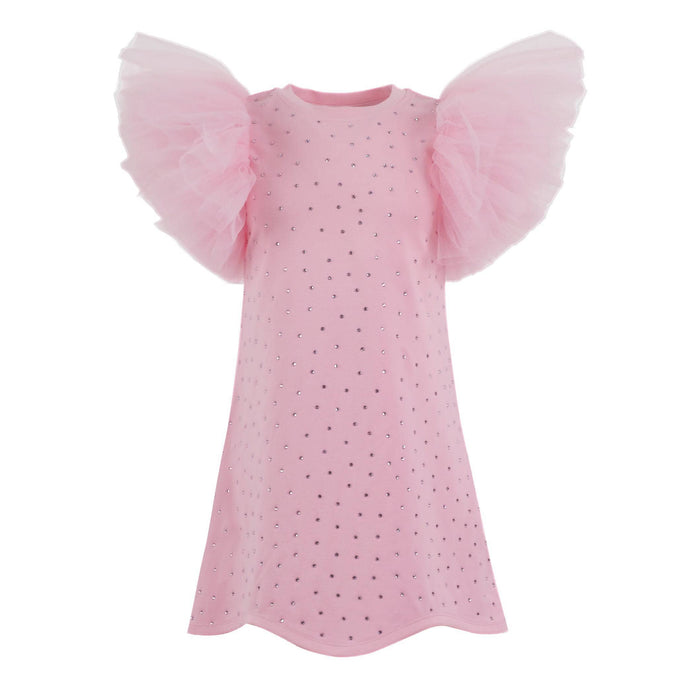 Lola + The Boys Pink Crystal Ruffle Dress