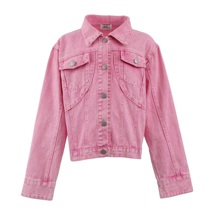Lola + The Boys Pink Crystal Tassel Denim Jacket