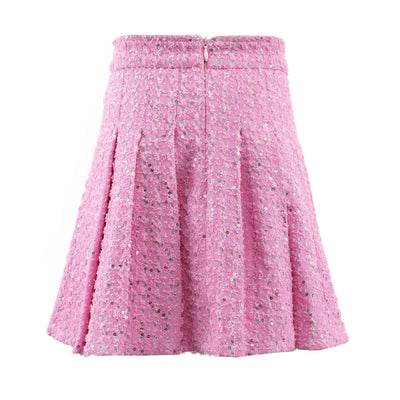 Lola + The Boys Pink Denim Sparkle Pleated Skirt