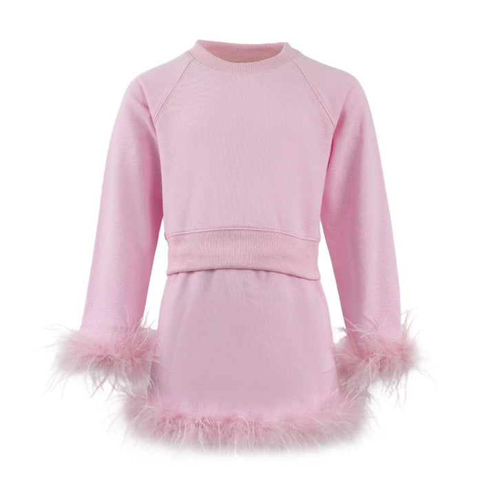 Lola + The Boys Pink Feather Sweat Suit