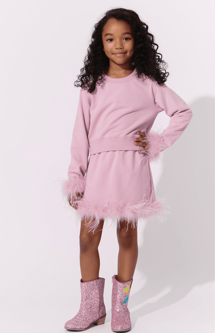 Lola + The Boys Pink Feather Sweat Suit