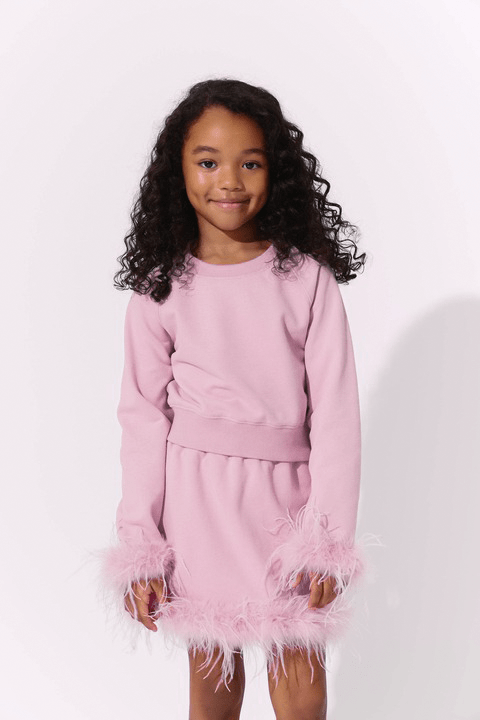 Lola + The Boys Pink Feather Sweat Suit