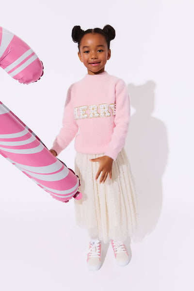 Lola + The Boys Pink Merry Pearl Sweatshirt