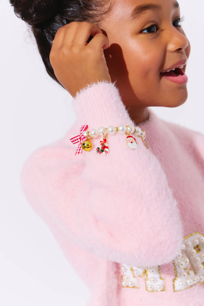 Lola + The Boys Pink Merry Pearl Sweatshirt