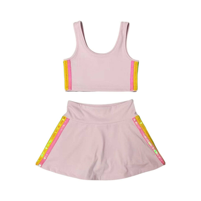 Lola + The Boys Pink Rainbow Sherbet Sequin Tennis Set