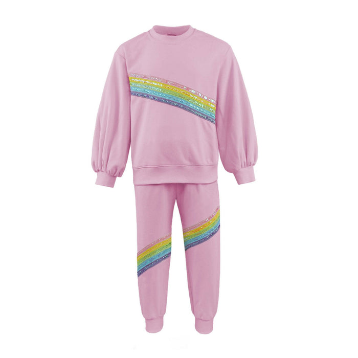 Lola + The Boys Pink Rainbow Stripe Set