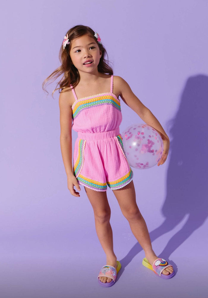 Lola + The Boys Pink Rainbow Summer Romper