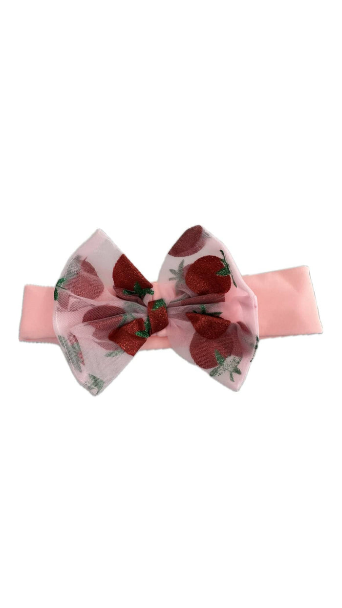Lola + The Boys Pink Sequin Strawberry Head Bow
