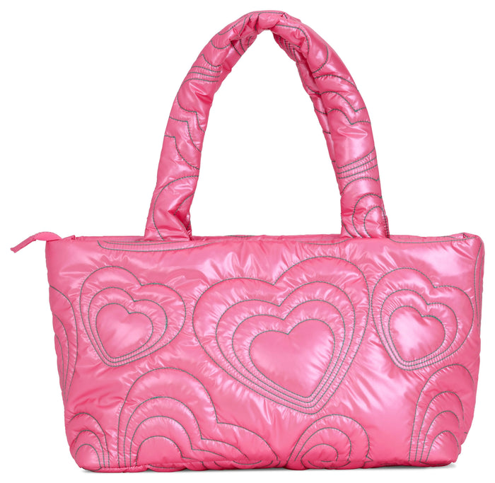 iScream Pink Shinning Heart Puffy Overnight Bag